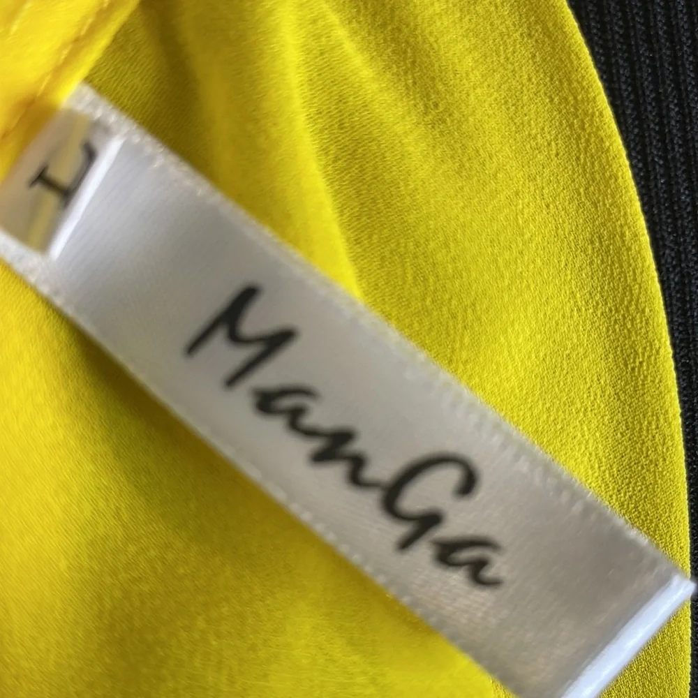 Yellow/Black/Orange Sleeveless MANGA Maxi Dress, size L - Picture 5 of 5